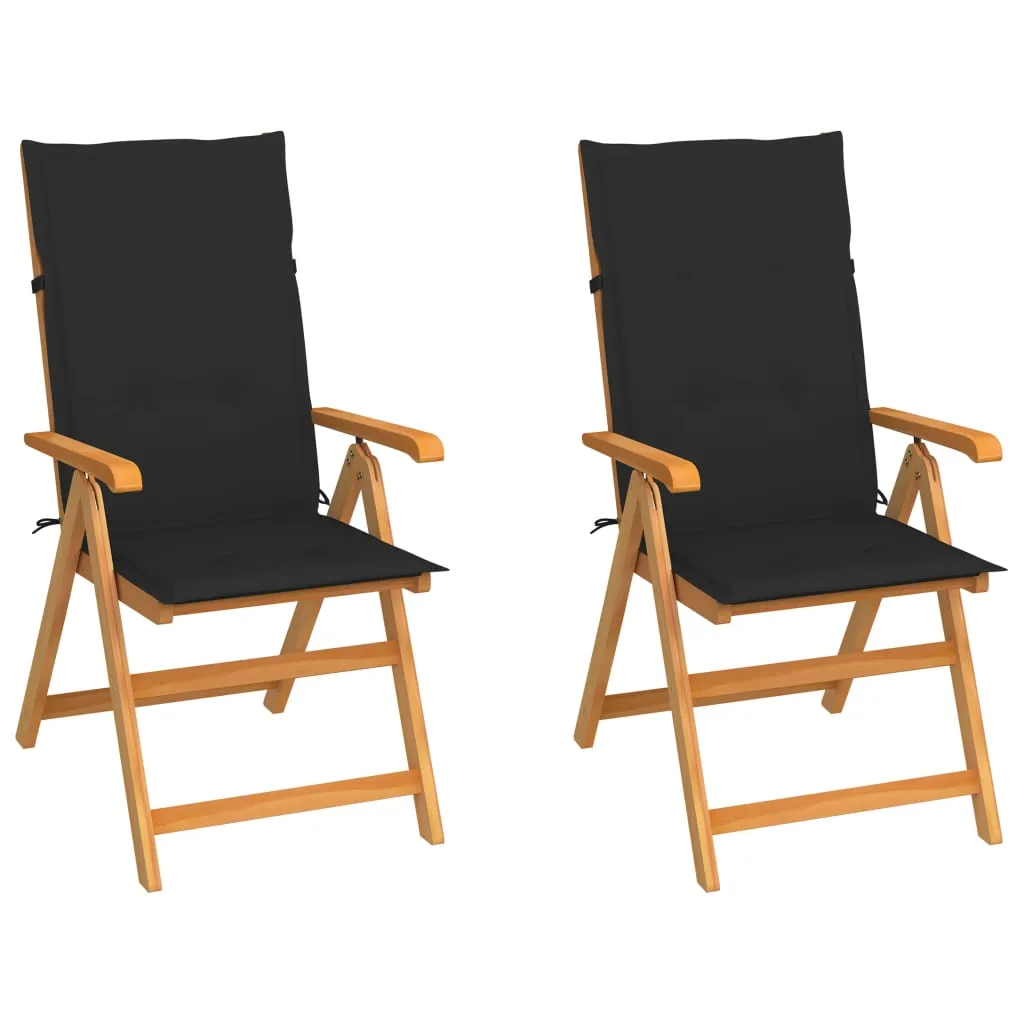 1/2/4/8x Solid Teak Wood Reclining Chairs with Cushions Multi Colors