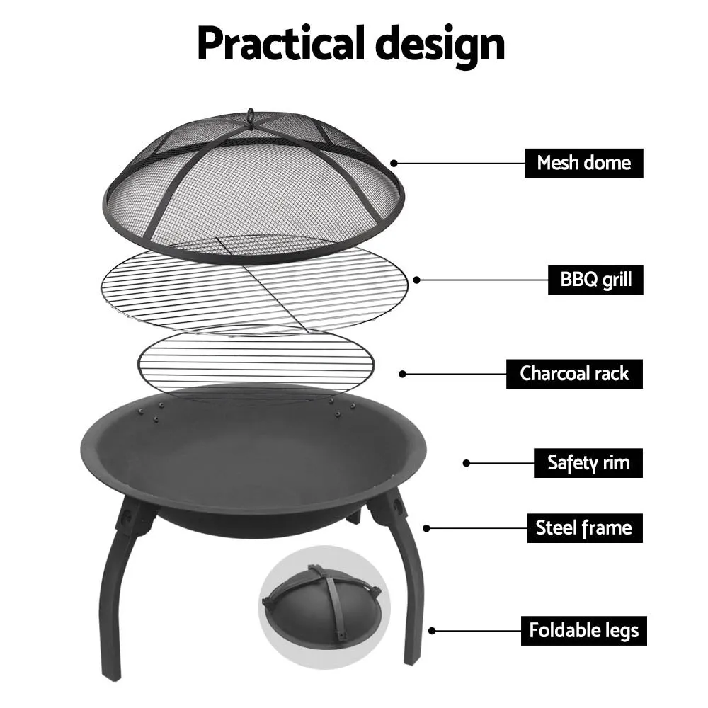 22 Inch Outdoor Portable Bowl Fire Pit With Legs