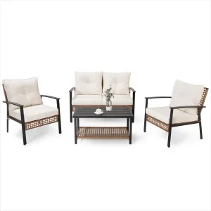 4-piece Rattan Conversation Set