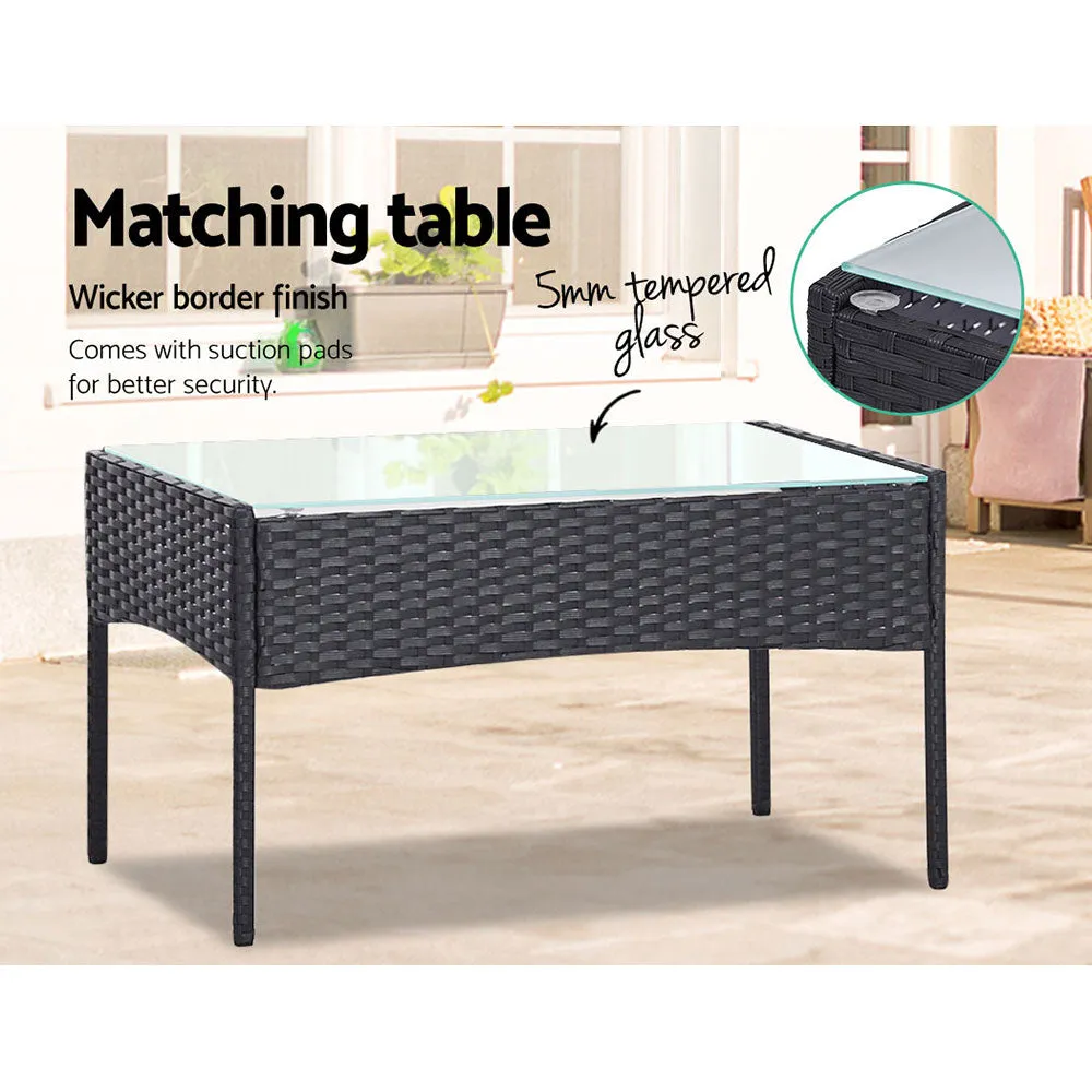 4 Seater Outdoor Sofa Set | Wicker Setting | Table Chair Furniture | Dark Grey