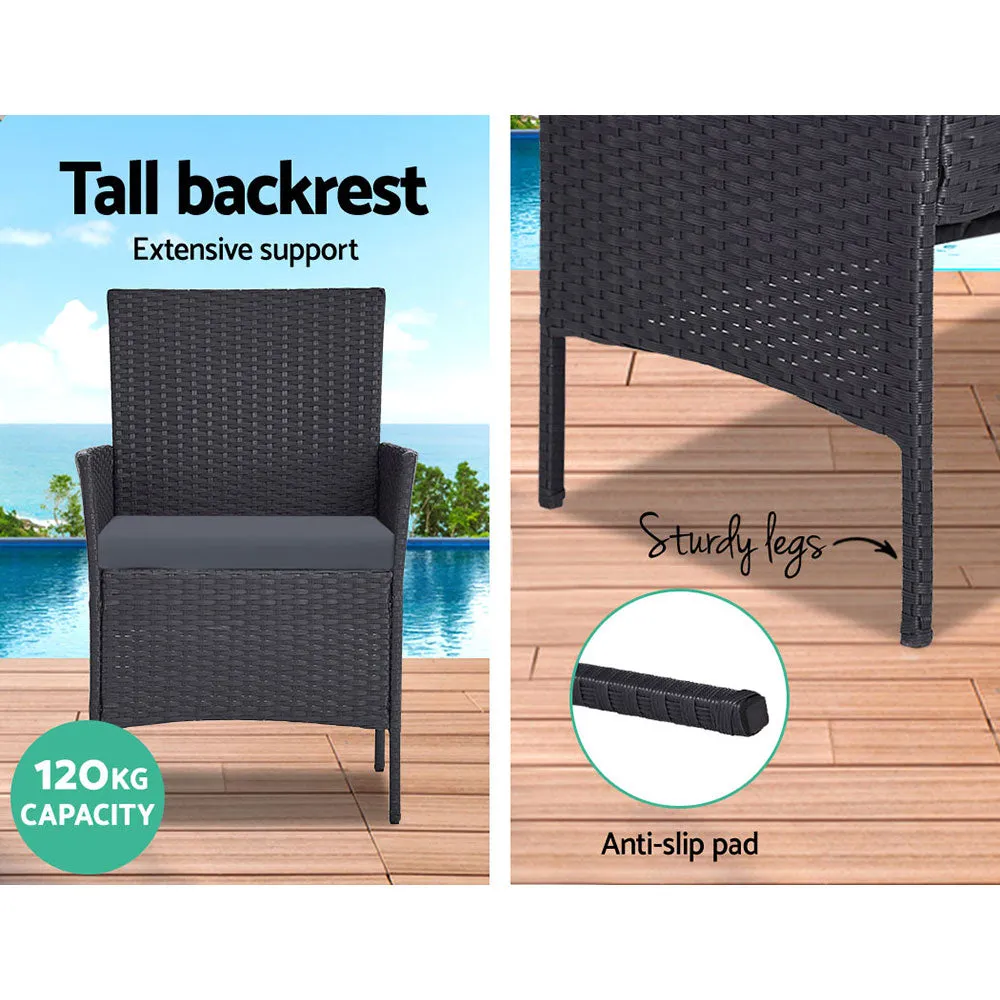 4 Seater Outdoor Sofa Set | Wicker Setting | Table Chair Furniture | Dark Grey