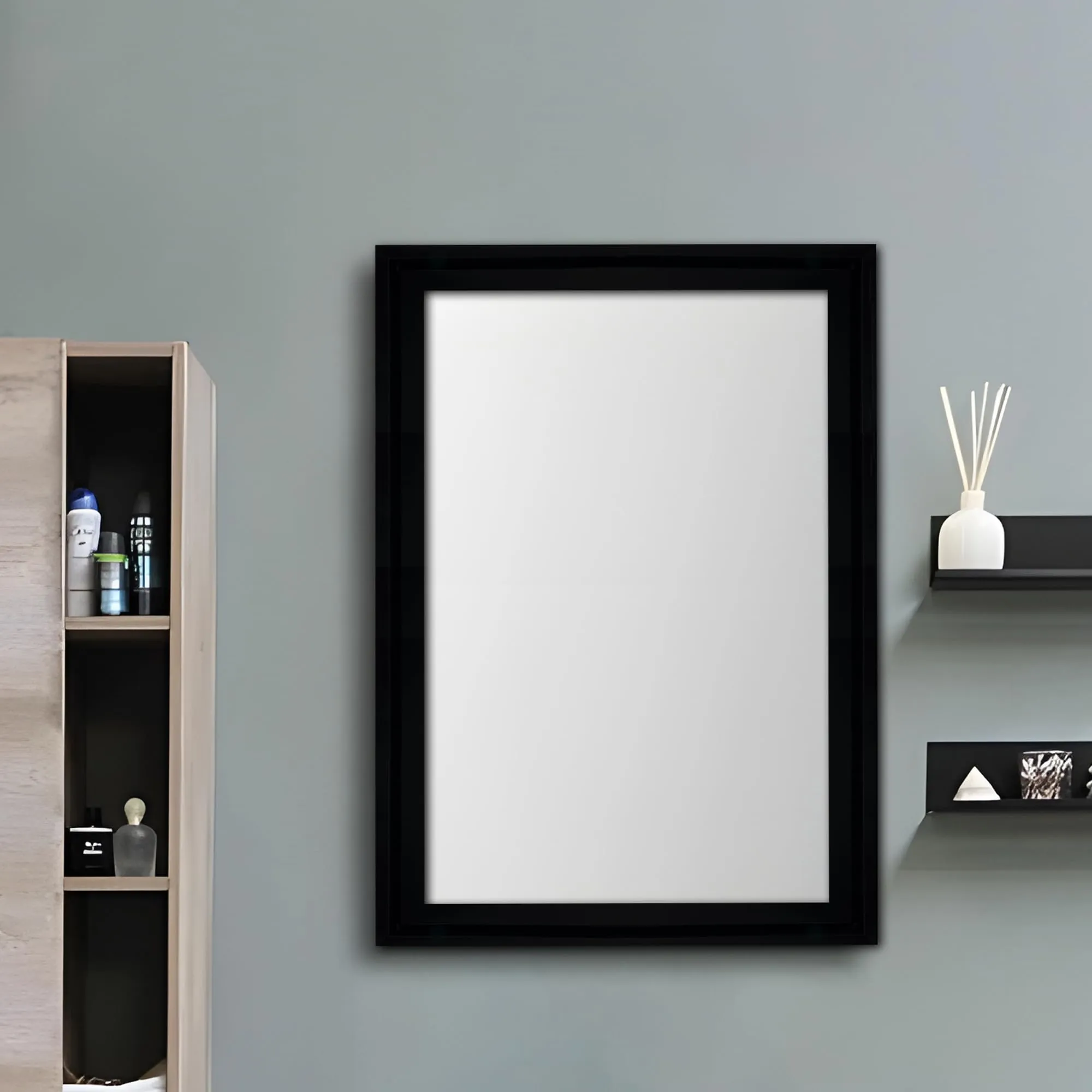 Art Street Elegance Black Wall Decorative Mirror for Bathroom & Home Décor (Black, 15x21 Inch)