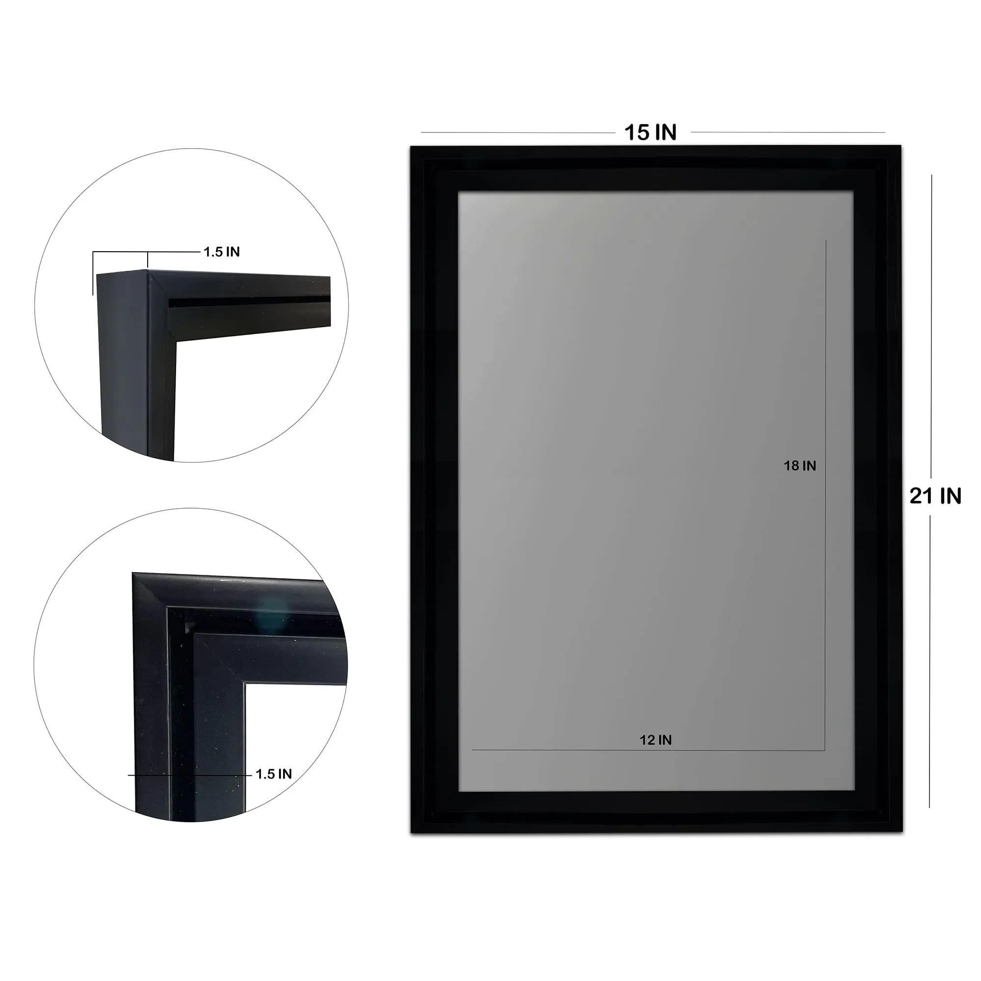 Art Street Elegance Black Wall Decorative Mirror for Bathroom & Home Décor (Black, 15x21 Inch)