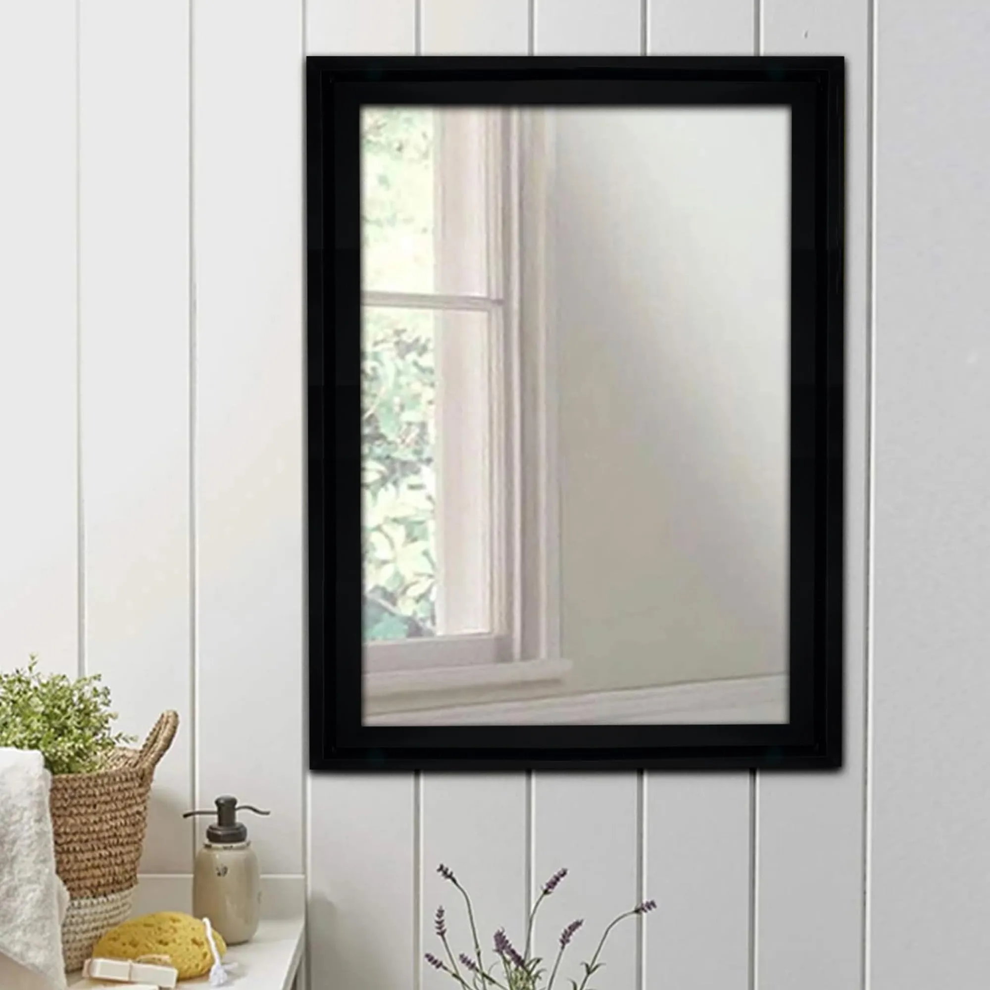 Art Street Elegance Black Wall Decorative Mirror for Bathroom & Home Décor (Black, 15x21 Inch)