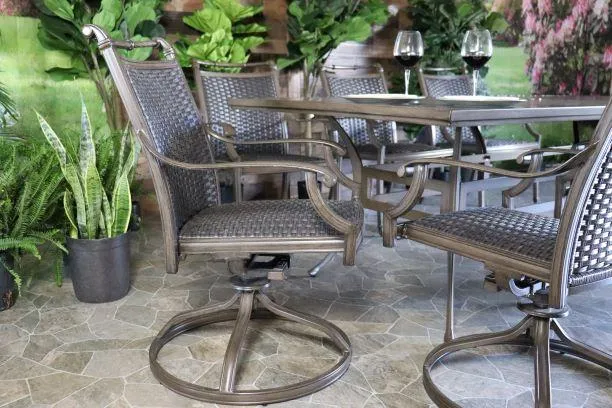ARUBA 9 PIECE DINING SET - 46" x 93" Dining Table, 6 Chairs and 2 Swivel Chairs
