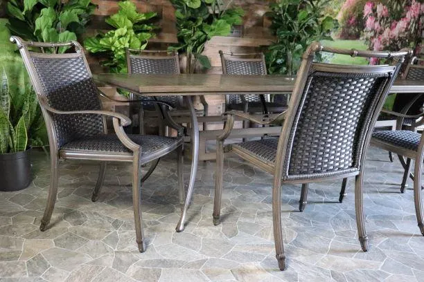 ARUBA 9 PIECE DINING SET - 46" x 93" Dining Table, 6 Chairs and 2 Swivel Chairs