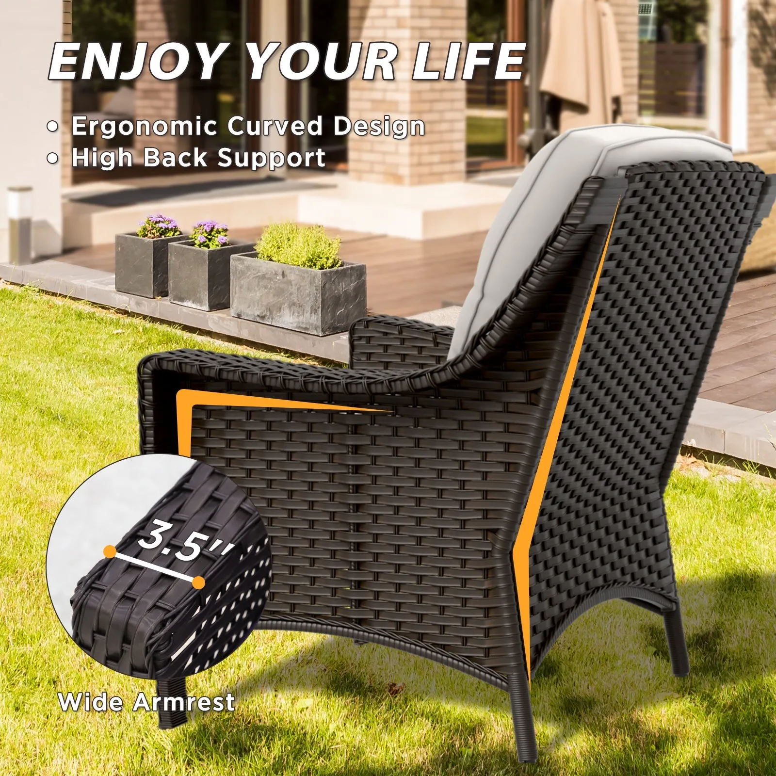Azure Bay Wicker Outdoor Patio Furniture Set w/Single Chairs and Sofa, 5 Pieces