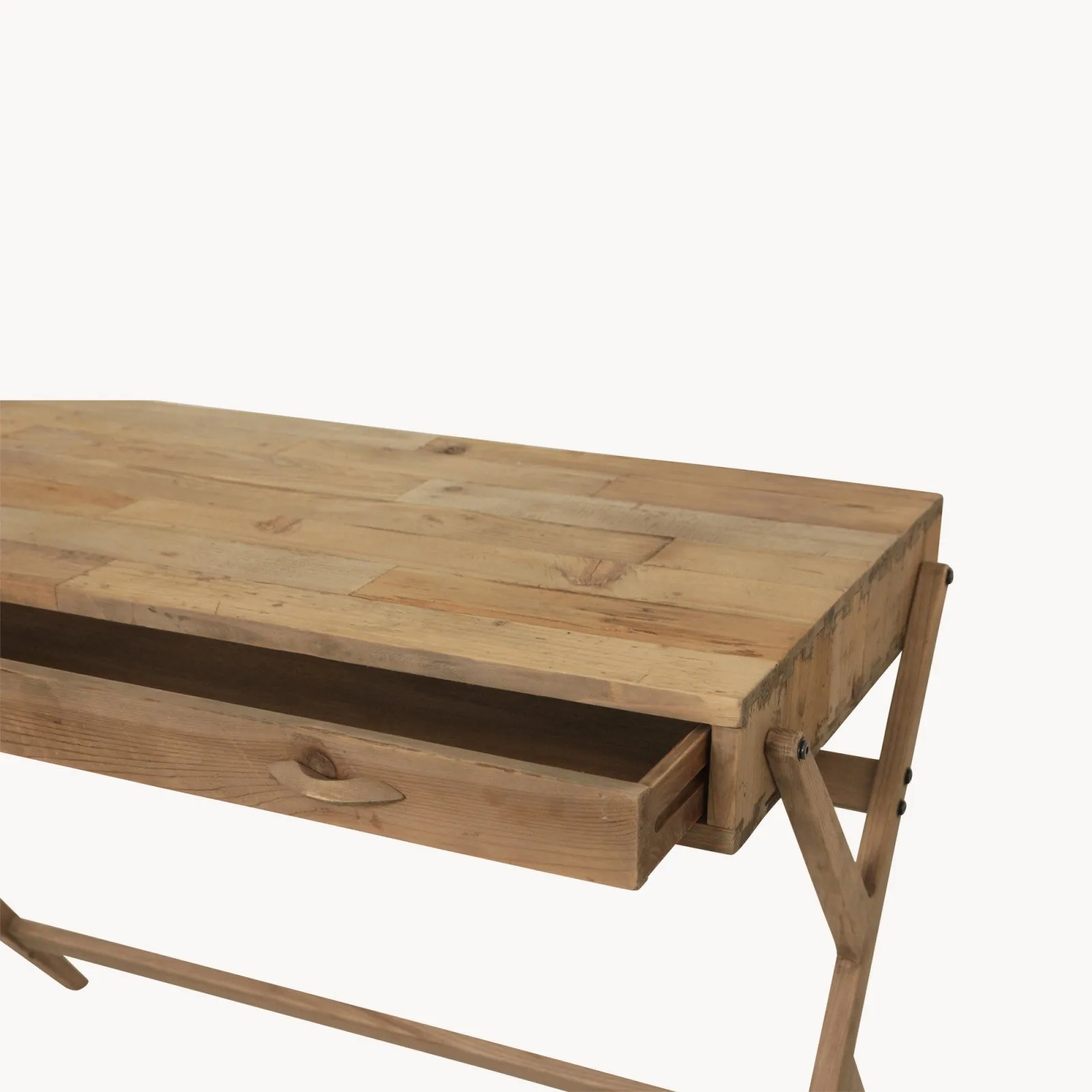 Bleached two draw reclaimed pine desk