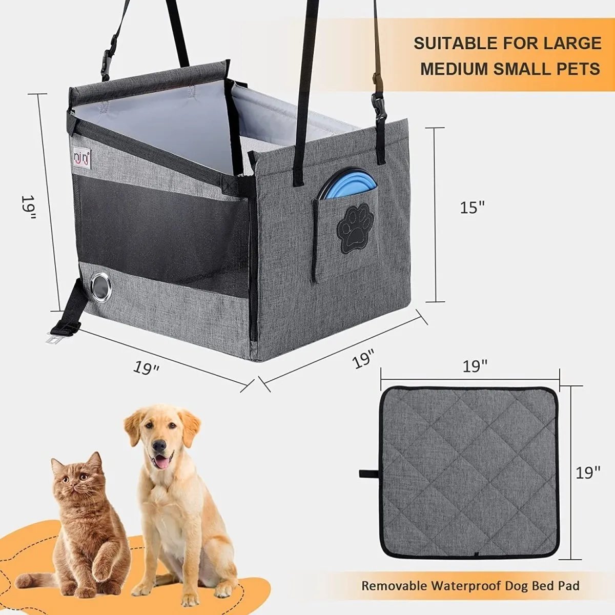 Car Booster Seat- Safety Folding Car Travel- Carrier pet seat