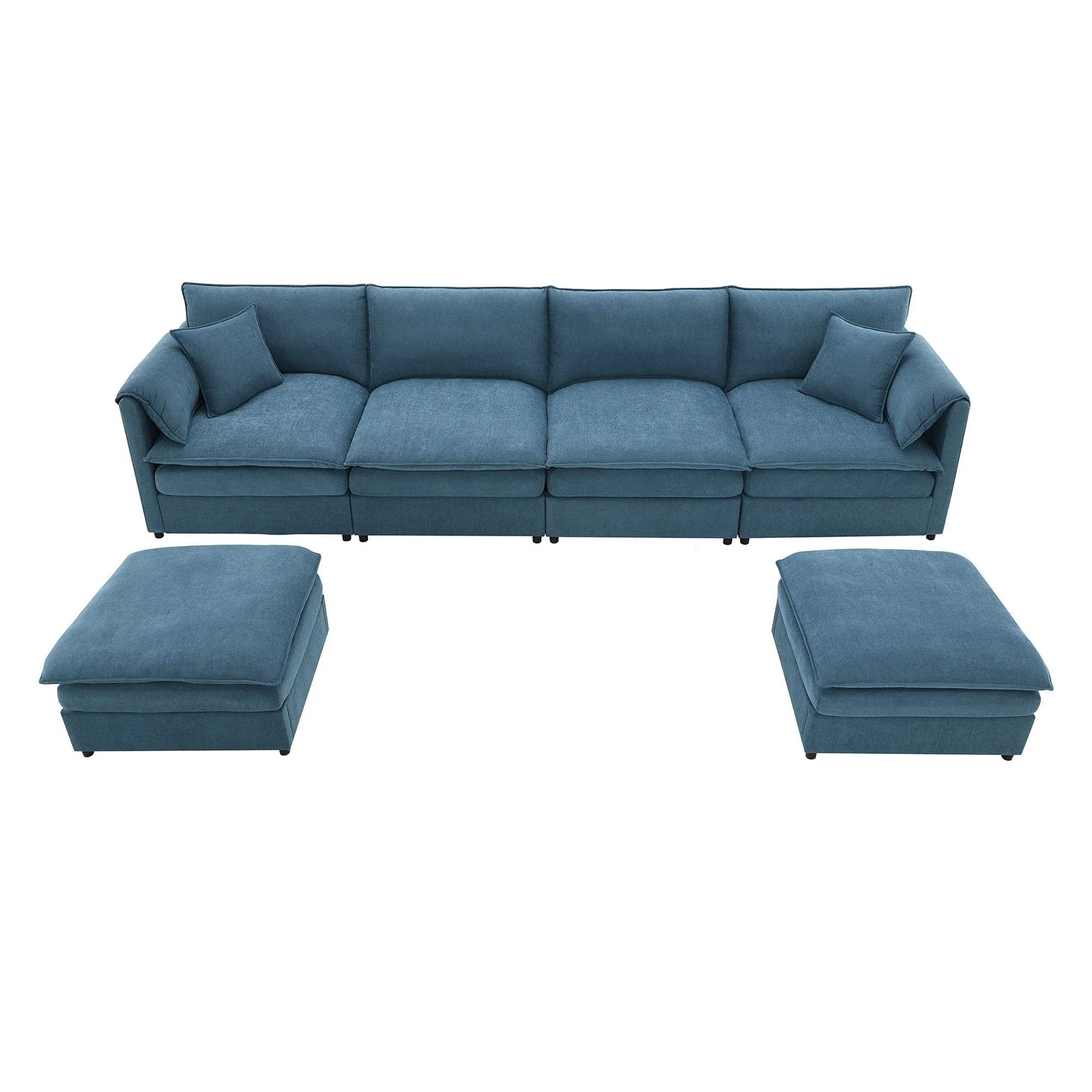 Chenille Modular Sectional Sofa, U Shaped Cloud Couch Set With Double Cushions, 6 Seat Sleeper Sofa Bed With Ottomans, Oversized Indoor Furniture For Living Room by Couch.com