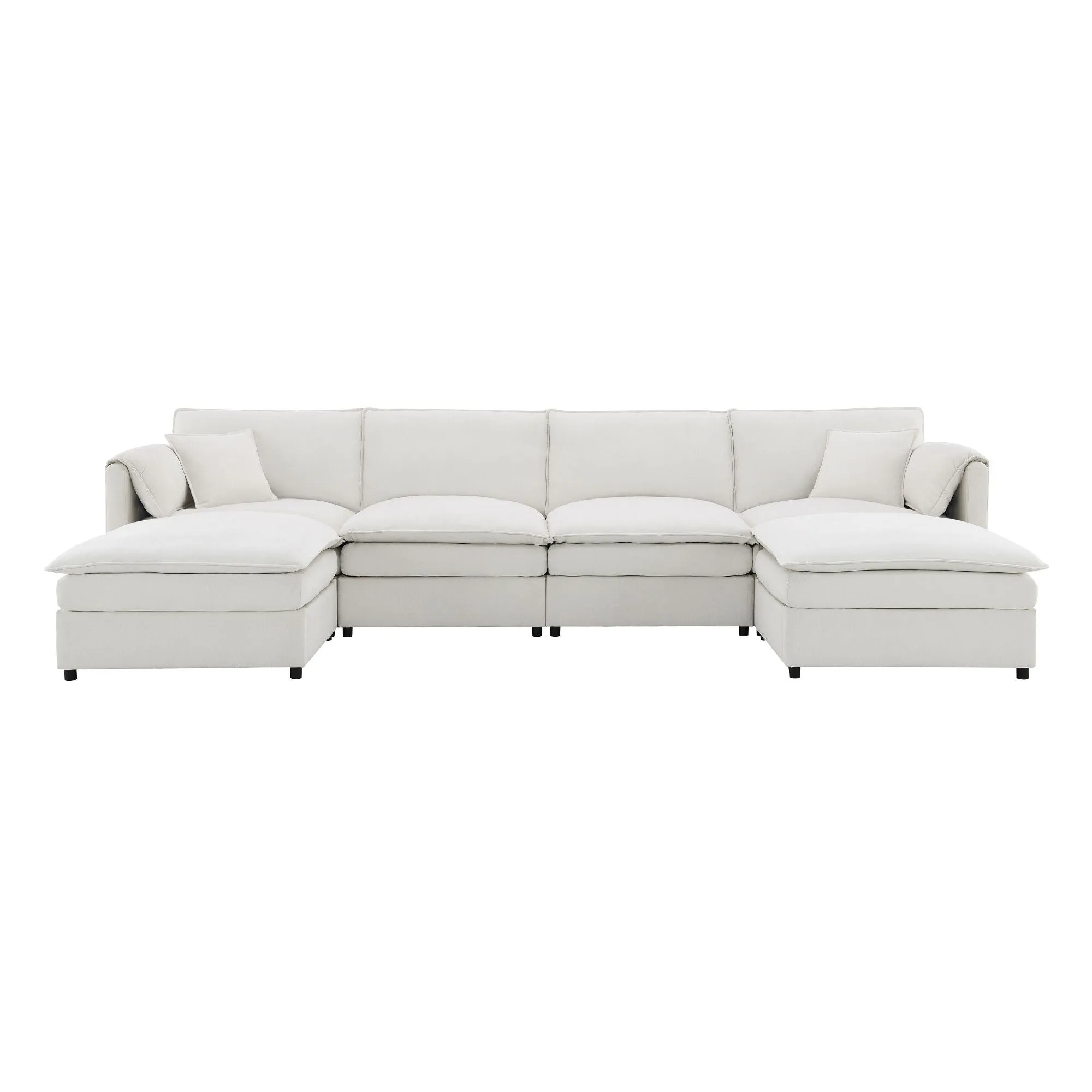 Chenille Modular Sectional Sofa, U Shaped Cloud Couch Set With Double Cushions, 6 Seat Sleeper Sofa Bed With Ottomans, Oversized Indoor Furniture For Living Room by Couch.com