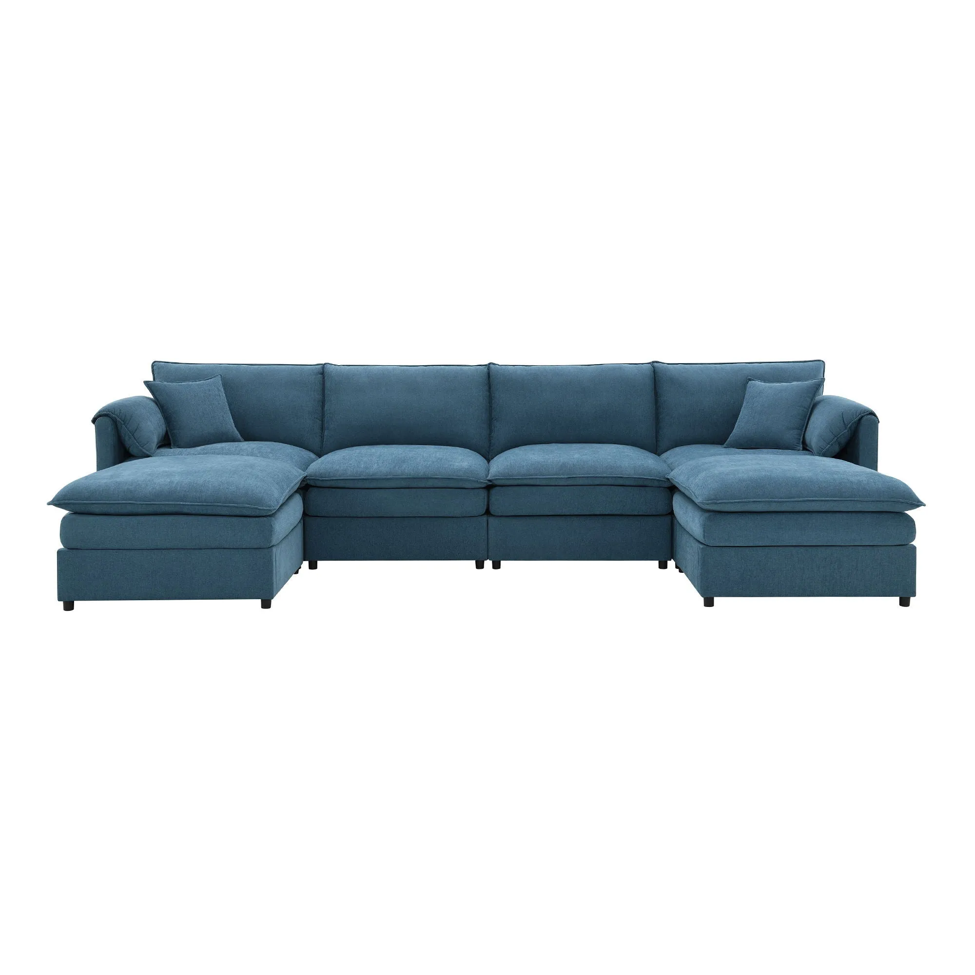 Chenille Modular Sectional Sofa, U Shaped Cloud Couch Set With Double Cushions, 6 Seat Sleeper Sofa Bed With Ottomans, Oversized Indoor Furniture For Living Room by Couch.com