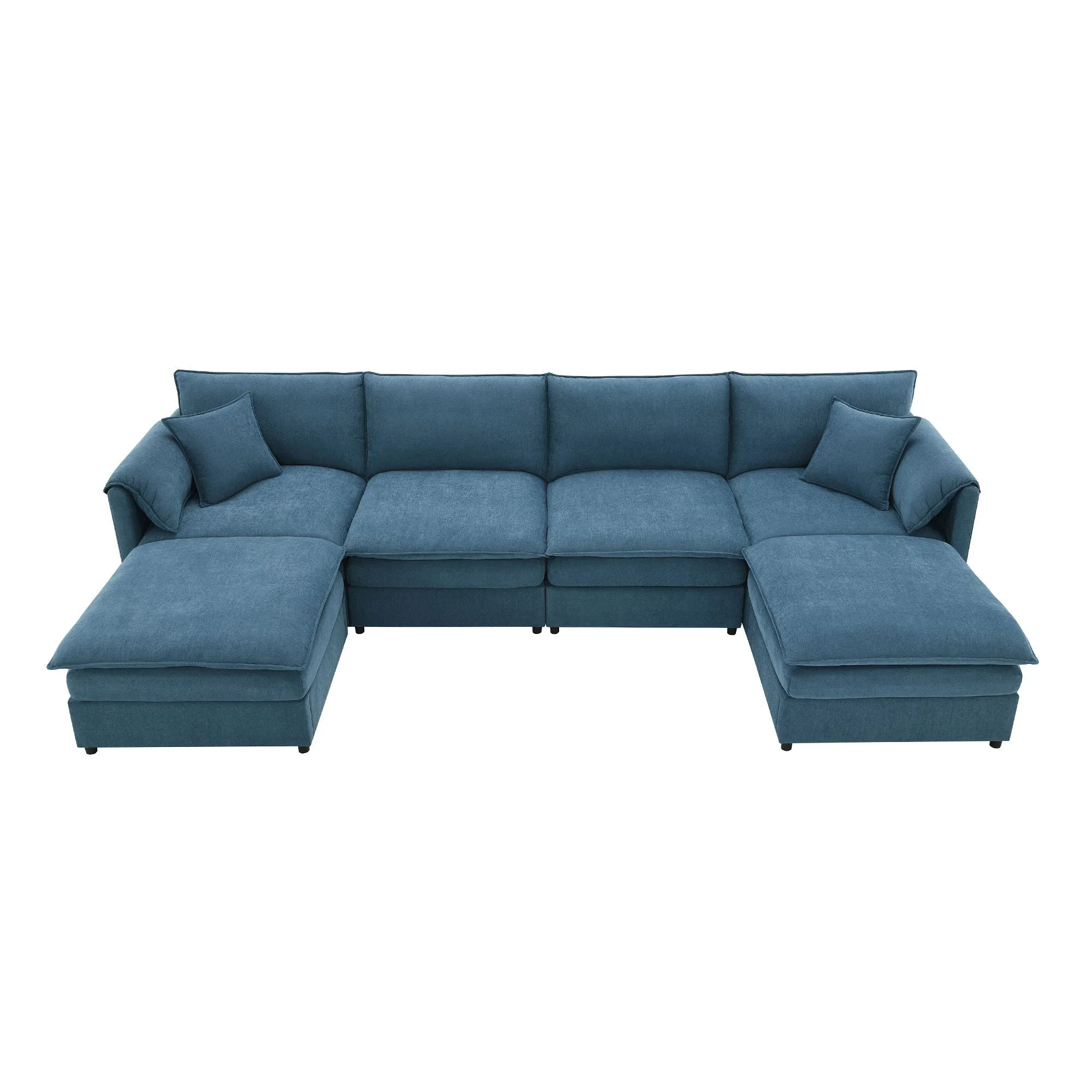 Chenille Modular Sectional Sofa, U Shaped Cloud Couch Set With Double Cushions, 6 Seat Sleeper Sofa Bed With Ottomans, Oversized Indoor Furniture For Living Room by Couch.com