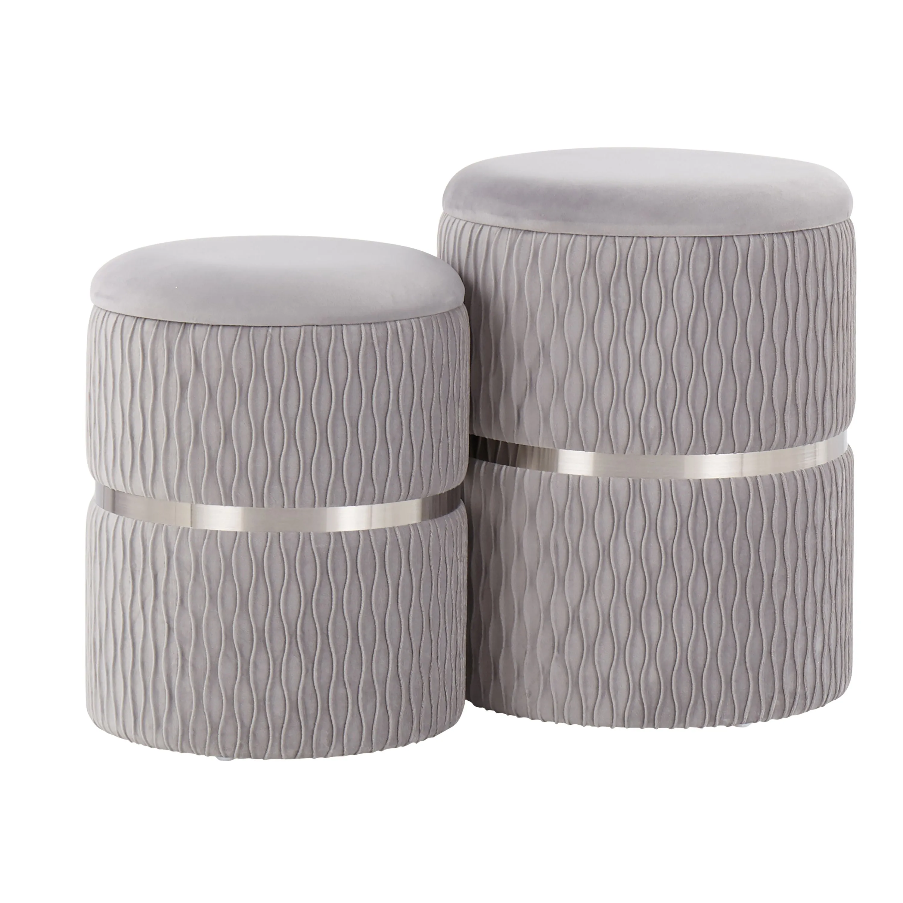 Cinch - Contemporary / Glam Nesting Ottoman Set - Chrome / Silver by Couch.com