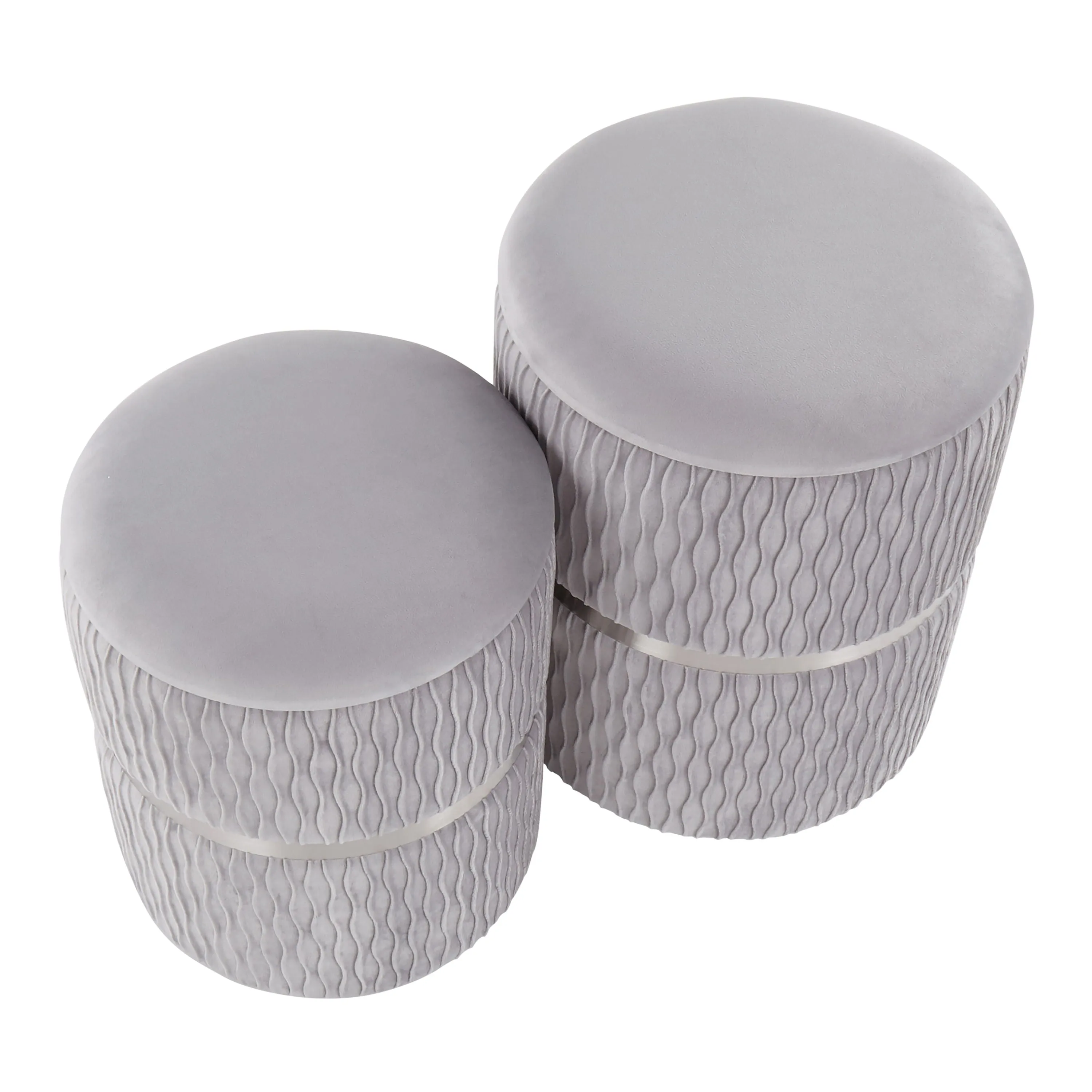 Cinch - Contemporary / Glam Nesting Ottoman Set - Chrome / Silver by Couch.com