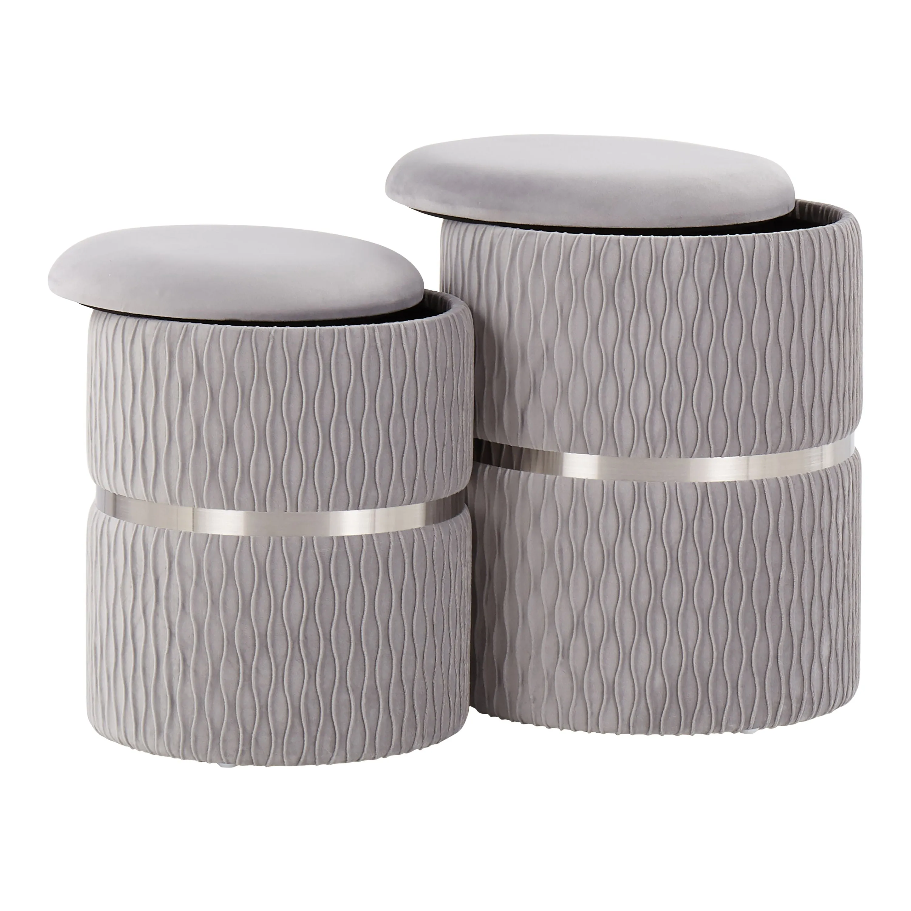 Cinch - Contemporary / Glam Nesting Ottoman Set - Chrome / Silver by Couch.com