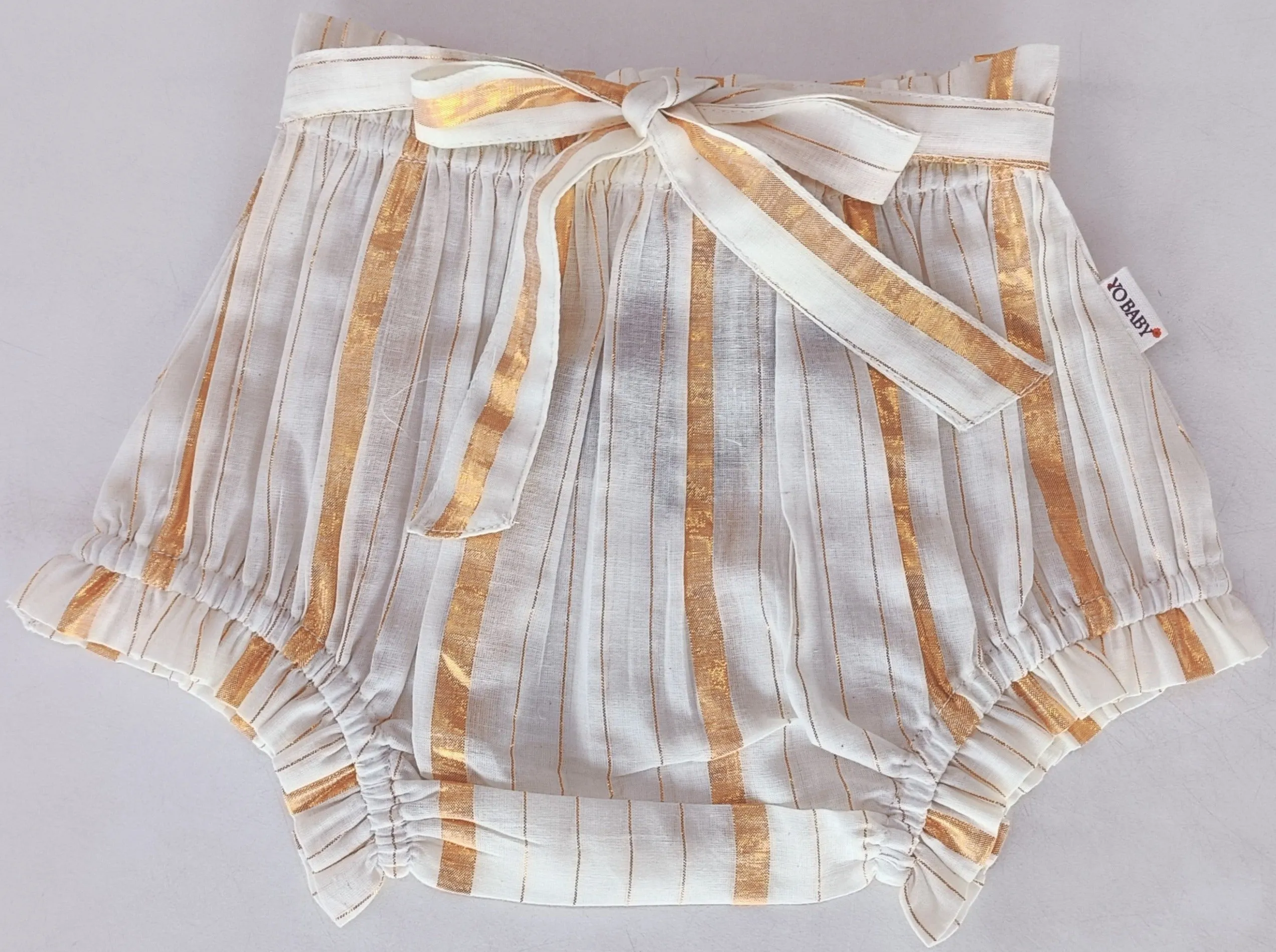 Gold Color Lurex Shorts-Style Diaper Cover