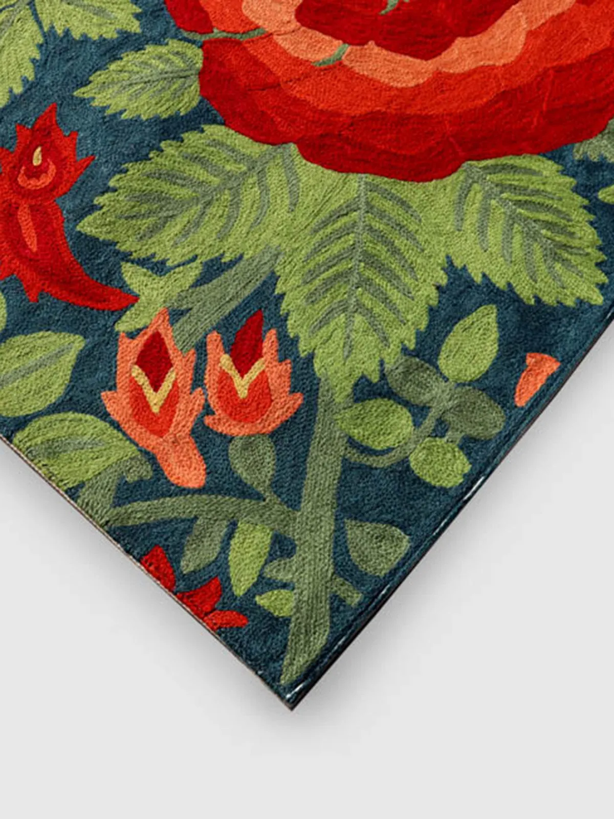 Hand Embroidered Chainstitch Runner Rug Persian Blue