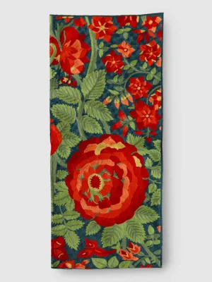 Hand Embroidered Chainstitch Runner Rug Persian Blue