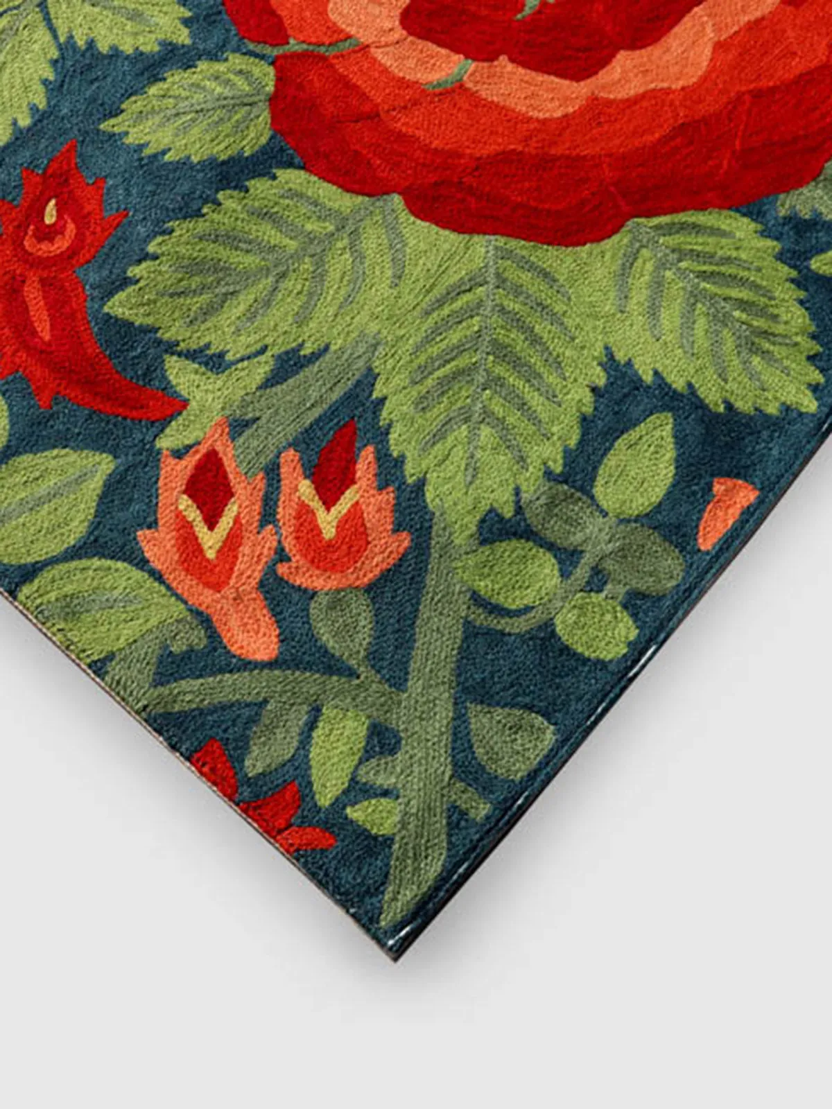 Hand Embroidered Chainstitch Runner Rug Persian Blue