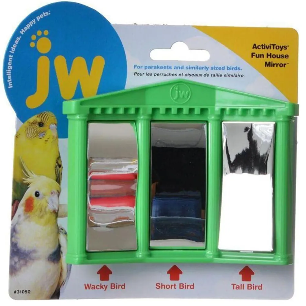 JW Fun House Mirror Toy for Birds – Colorful Green Activity Mirror for Enrichment and Play