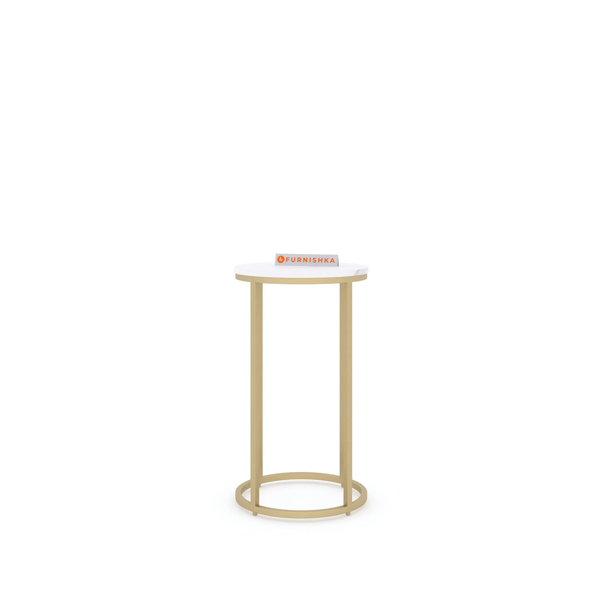 Lotus Round Marble Side Table In Gold Finish