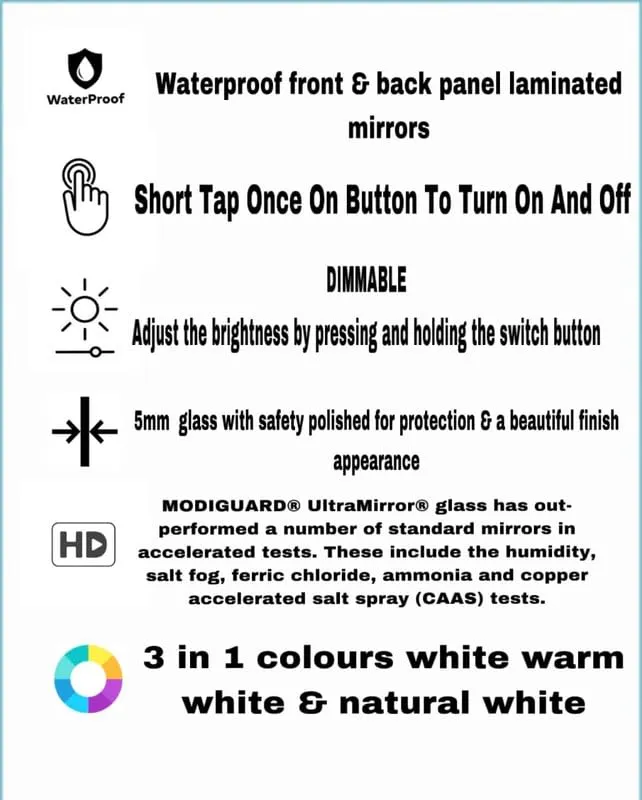 MERKEZI ART MB17 LED Light Mirror for Wall, Bathroom, Bedroom, Living Room, Makeup Room, 3 in 1 Color Light Wall Mirror (18 x 24 Inch)