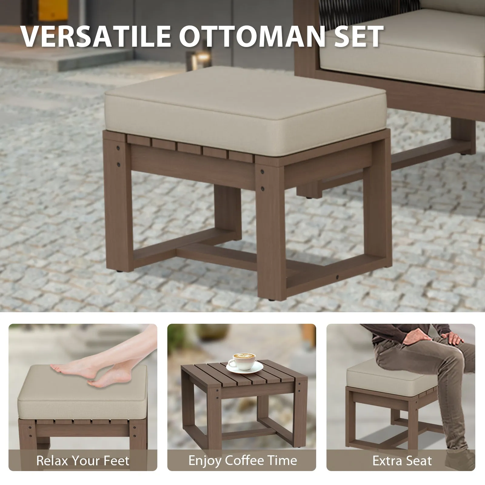 Natural Cedar Furniture Set, Chairs with Ottomans, 4 Pieces