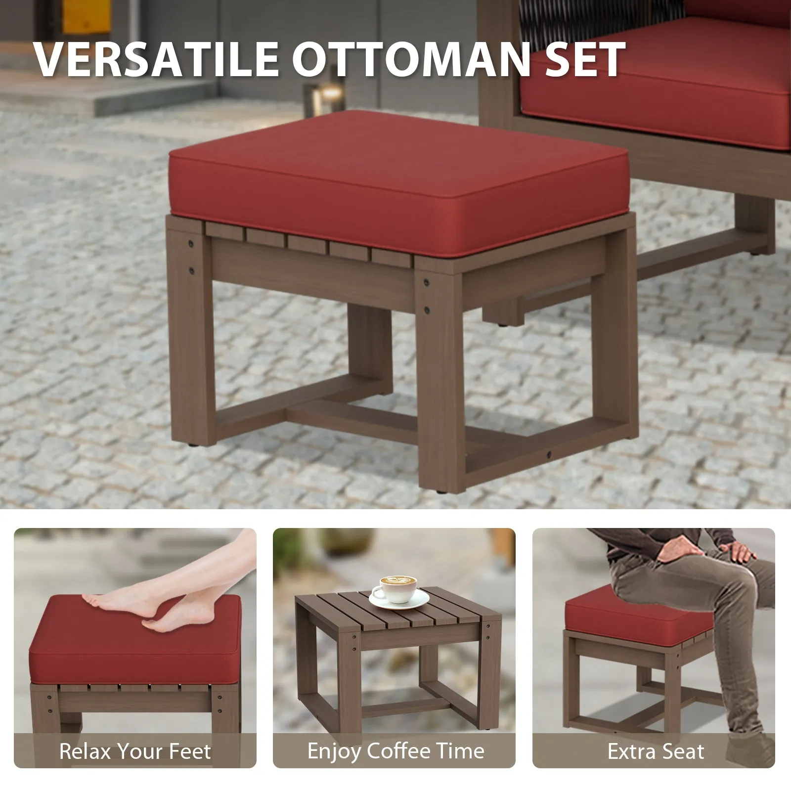Natural Cedar Furniture Set, Chairs with Ottomans, 4 Pieces