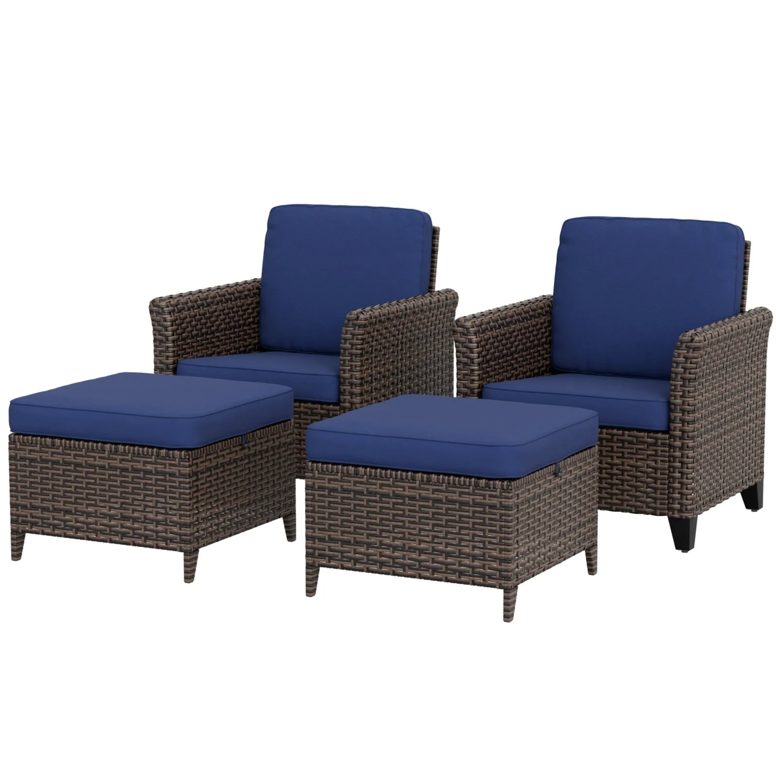 Ocean Vista Wicker Outdoor Patio Seating Set w/ Patio Chairs, 4 Pieces