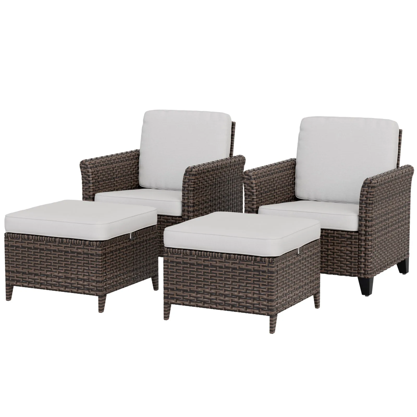 Ocean Vista Wicker Outdoor Patio Seating Set w/ Patio Chairs, 4 Pieces