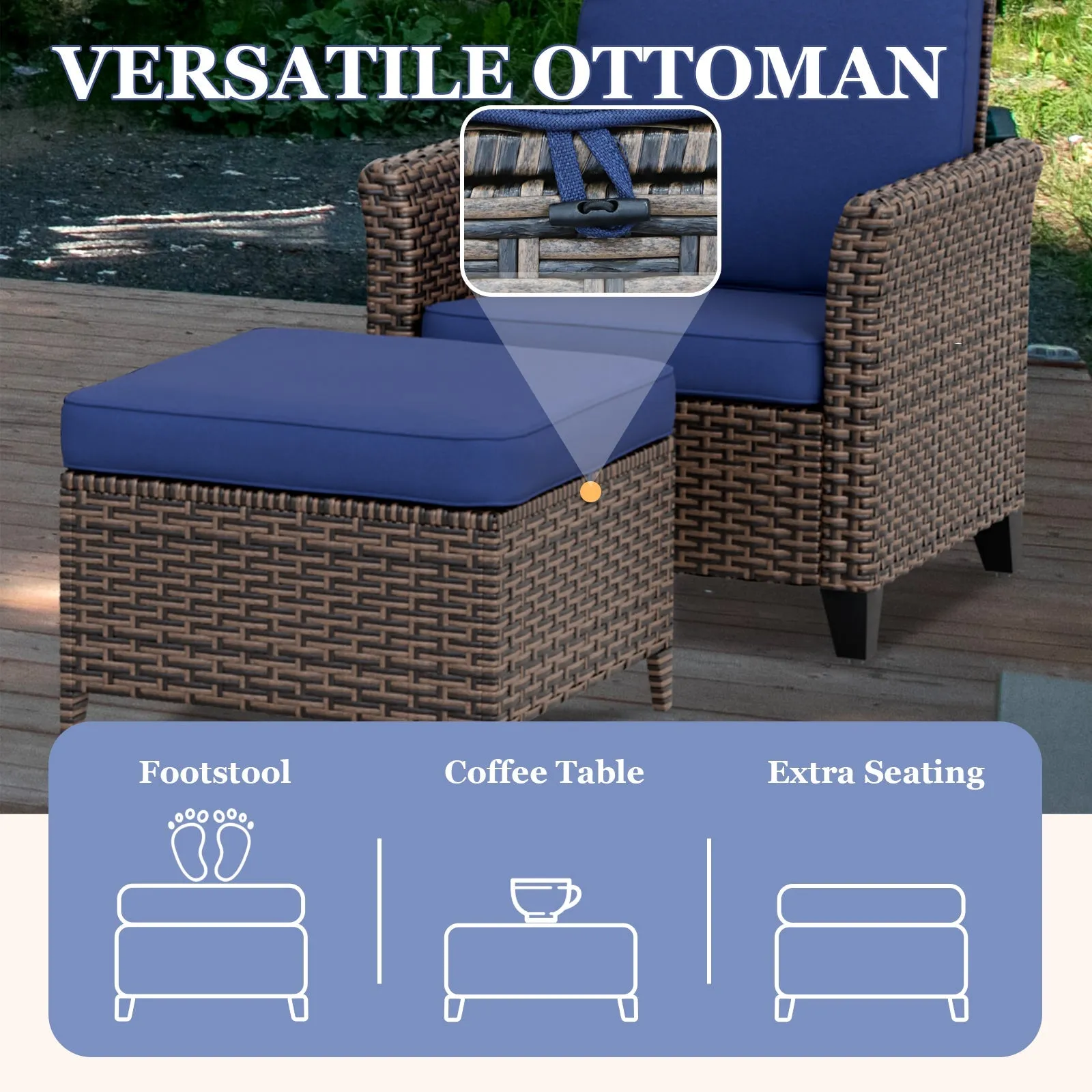 Ocean Vista Wicker Outdoor Patio Seating Set w/ Patio Chairs, 4 Pieces