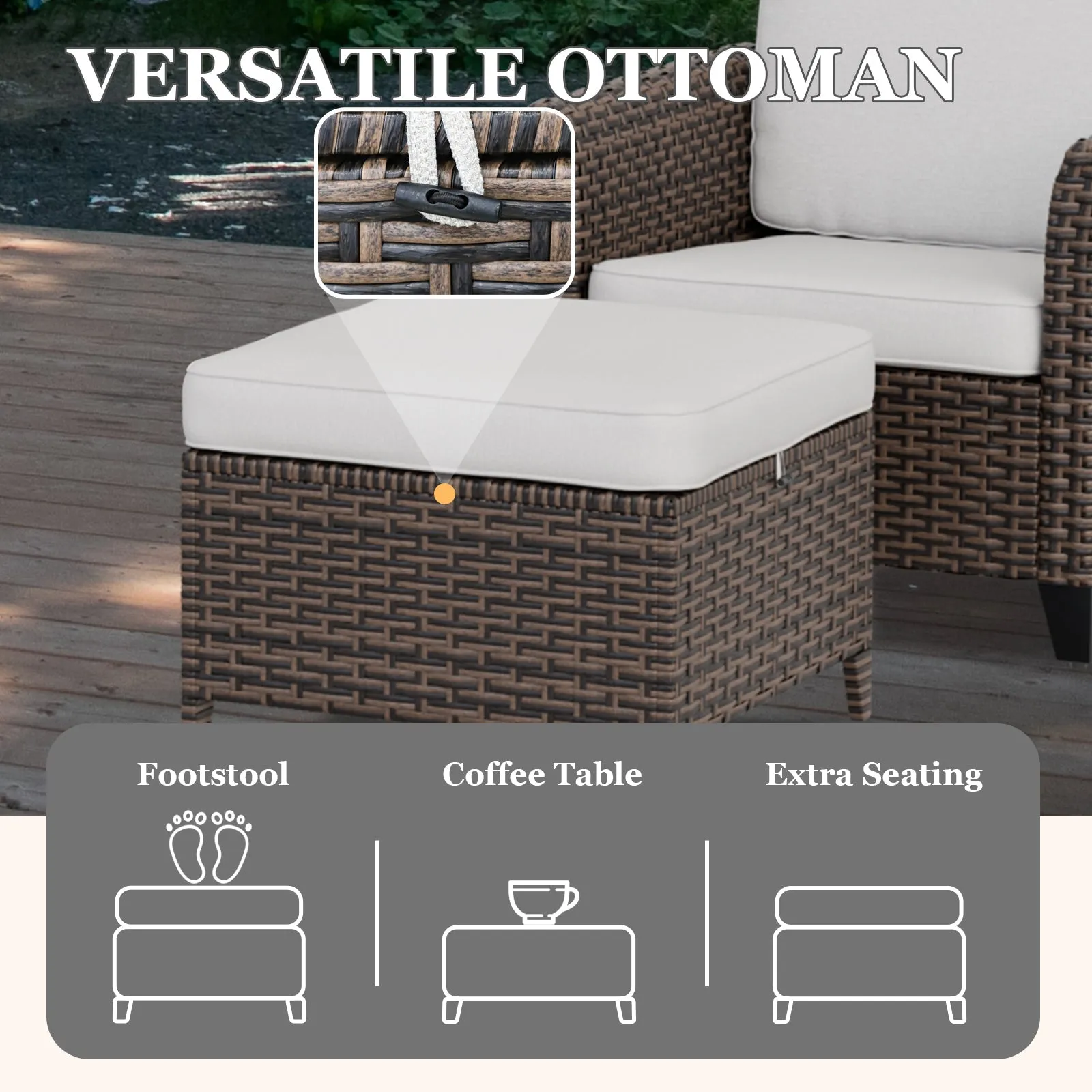 Ocean Vista Wicker Outdoor Patio Seating Set w/ Patio Chairs, 4 Pieces