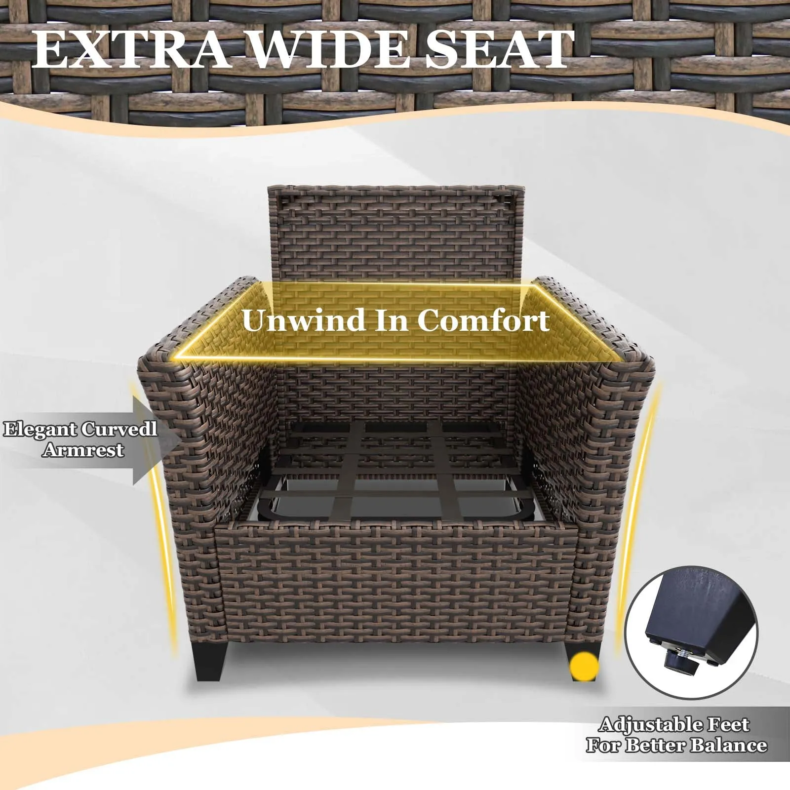 Ocean Vista Wicker Outdoor Patio Seating Set w/ Patio Chairs, 5 Pieces