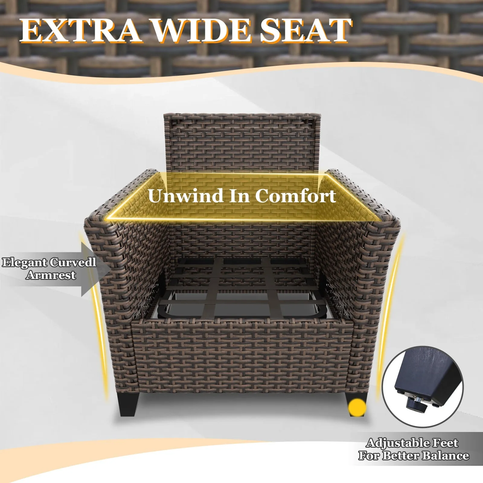 Ocean Vista Wicker Outdoor Patio Seating Set w/ Patio Chairs, 5 Pieces
