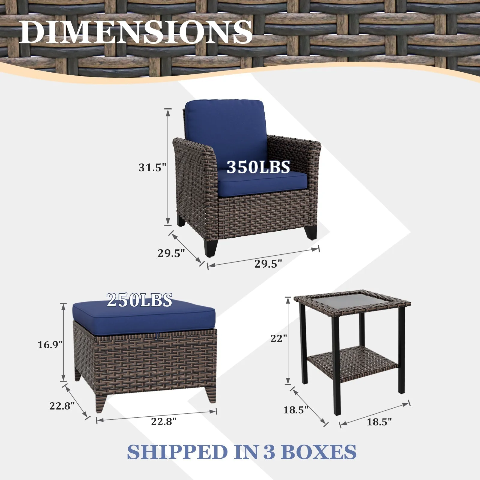 Ocean Vista Wicker Outdoor Patio Seating Set w/ Patio Chairs, 5 Pieces