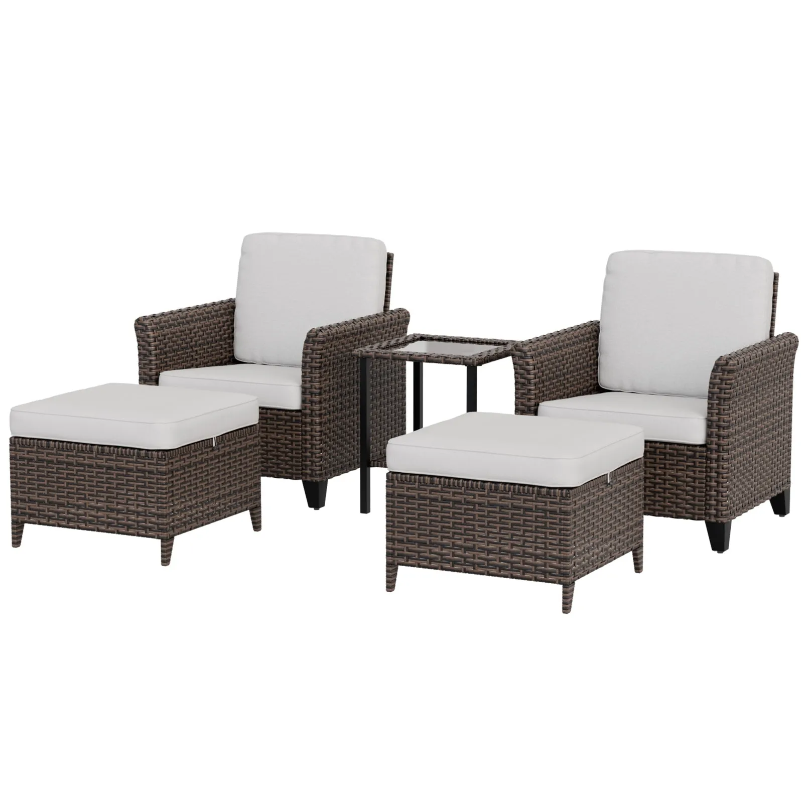 Ocean Vista Wicker Outdoor Patio Seating Set w/ Patio Chairs, 5 Pieces