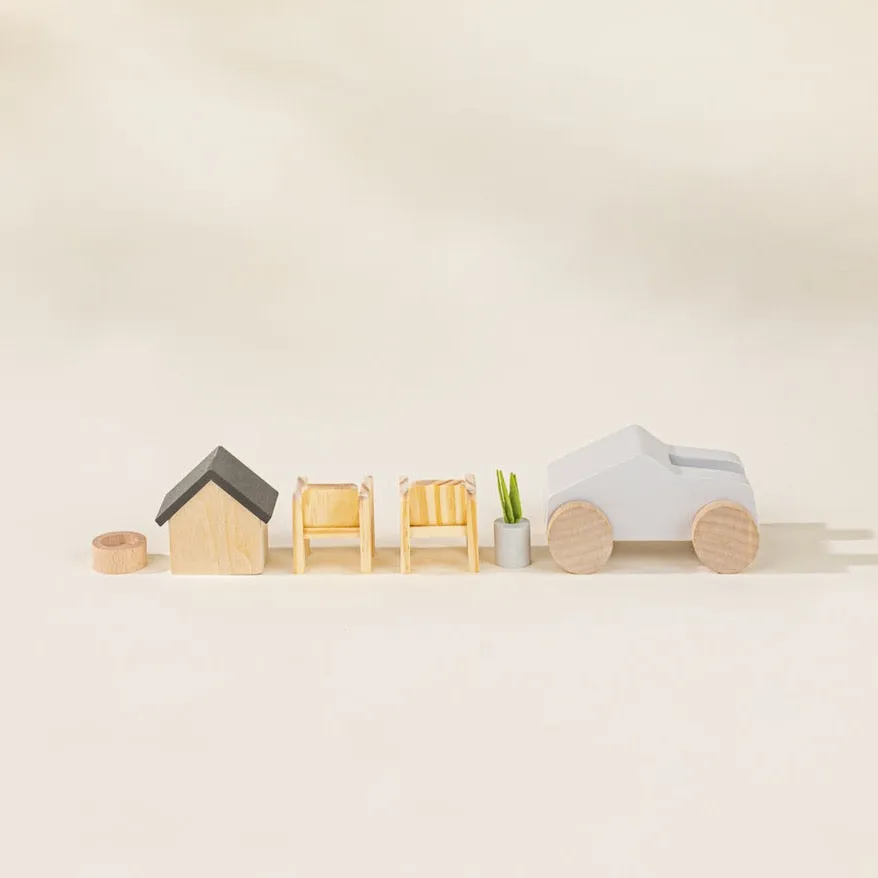 Wooden Doll House Outdoor Furniture and Accessories - 8 Pieces by Coco Village